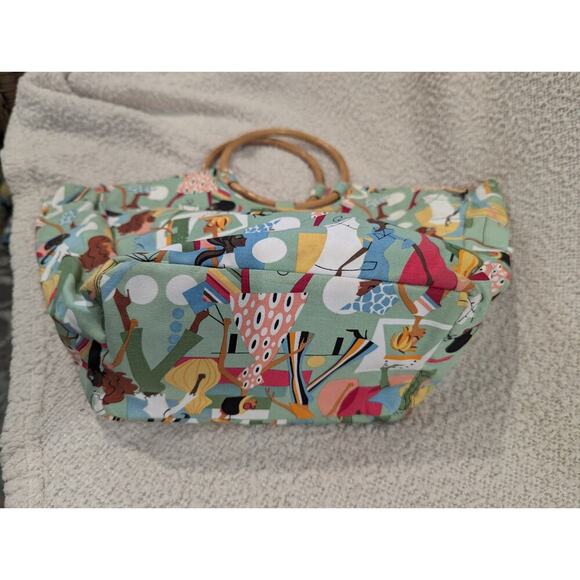 Cute Neiman Marcus bucket tote with bamboo style handle & retro pop shoppers - Picture 4 of 4